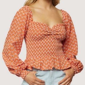 NWT Lost + Wander Clay Date Long Sleeve Top Sz L